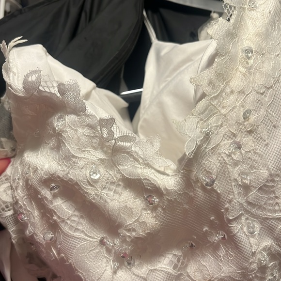 Custom wed gown tie in the back fit size 14 to 20 white lace with train - Picture 7 of 7